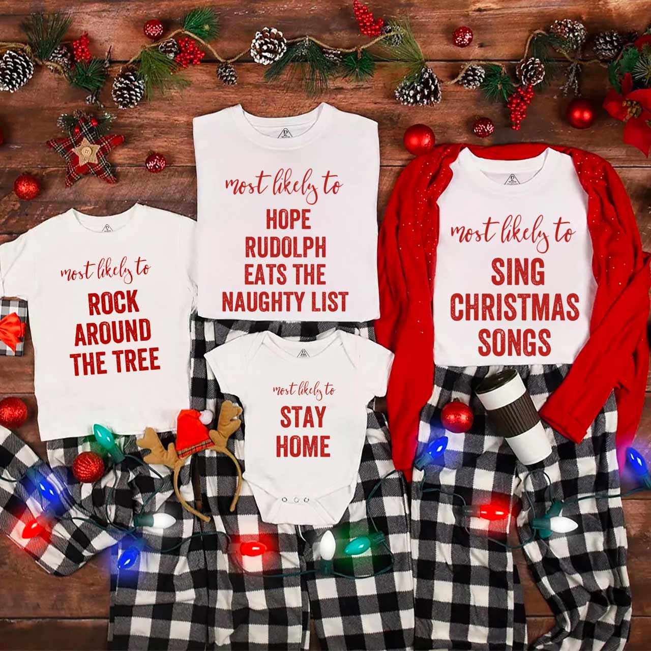Personalized Most Likely To Funny Christmas Family Matching T-Shirts Beepumpkin