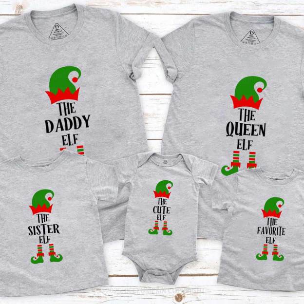 Personalized Christmas The Elf Family Matching T-Shirts Beepumpkin