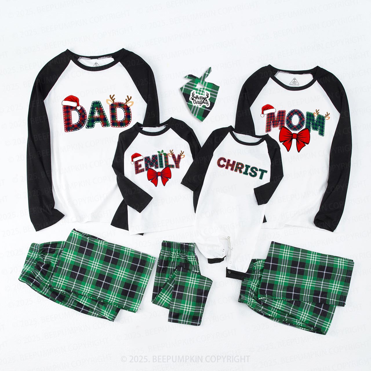 Personalized Christmas Plaid Charm Family Matching Pajamas