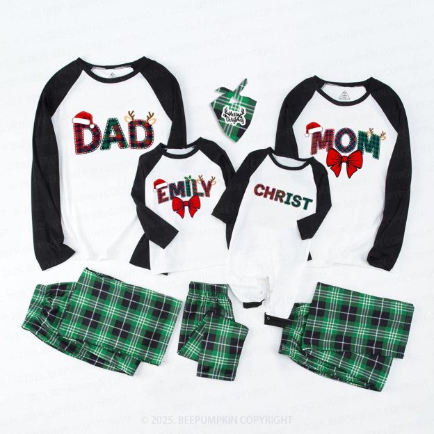 Personalized Christmas Plaid Charm Family Matching Pajamas
