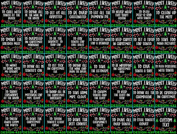 360 Quotes Most Likely To Christmas Family Matching Shirt