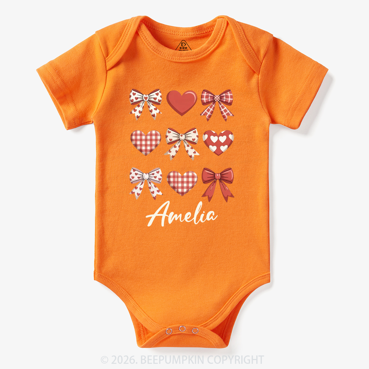 Personalized Bow Heart Valentine's Day Bodysuit