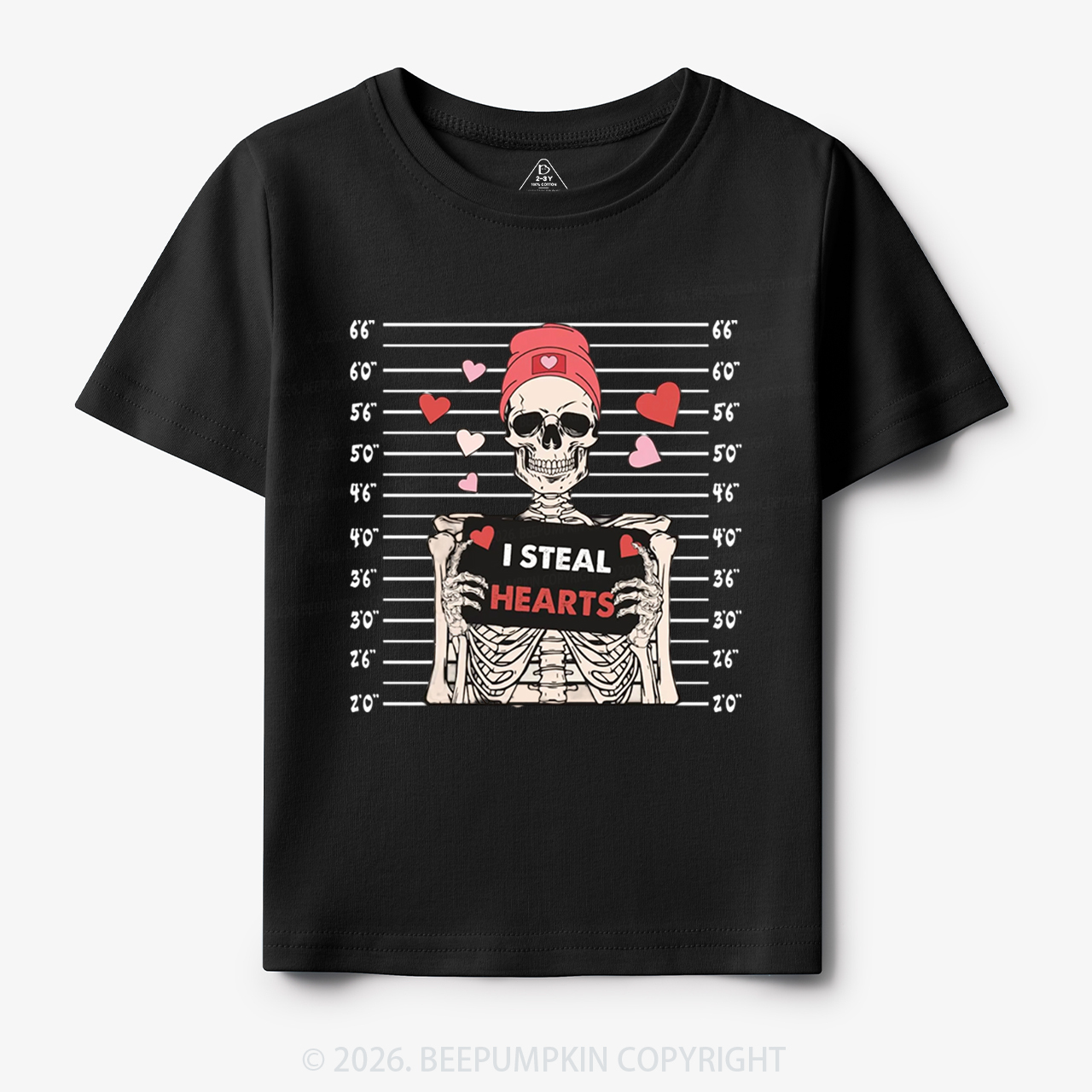 I Steal Hearts Skeleton Valentine's Day Toddler&Kid's Tees Beepumpkin