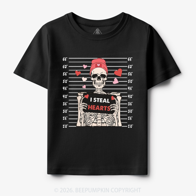 I Steal Hearts Skeleton Valentine's Day Toddler&Kid's Tees Beepumpkin