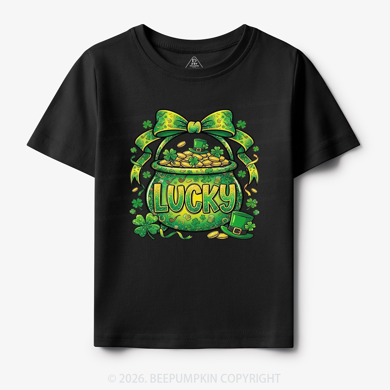 Lucky Shamrock Coquette St. Patrick's Day Toddler&Kid's Tees Beepumpkin
