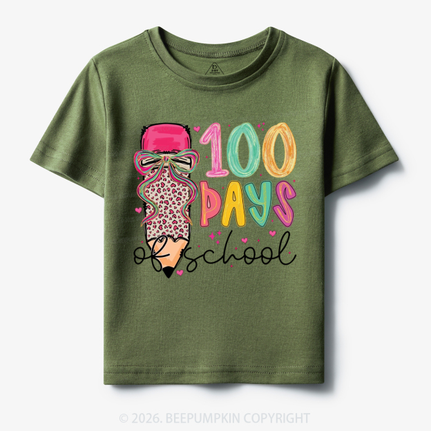 Bow Pencil 100 Days Of  School  Edition Toddler&Kid's Tees