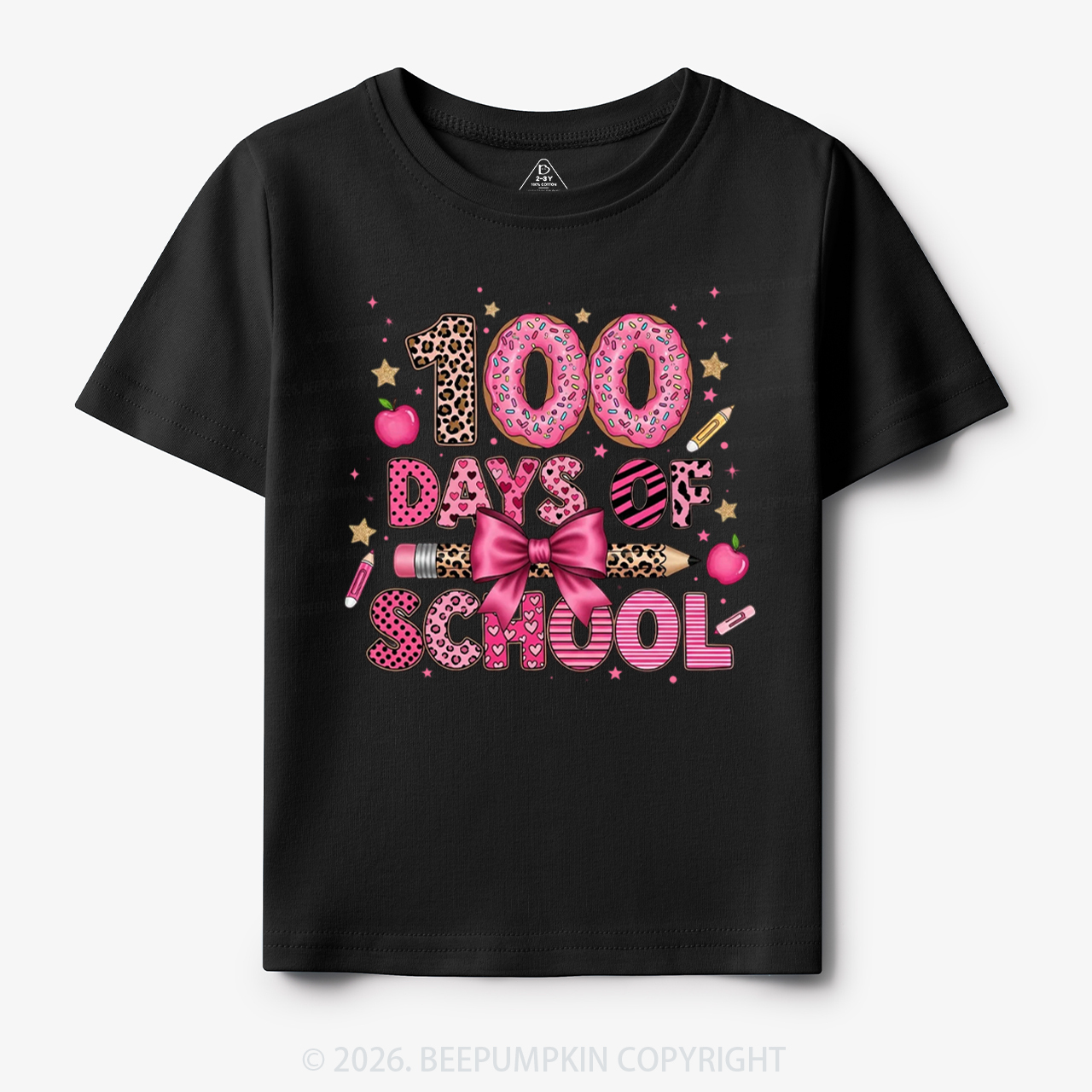 Preppy Pink Bow 100 Days Of School Toddler&Kid's Tees