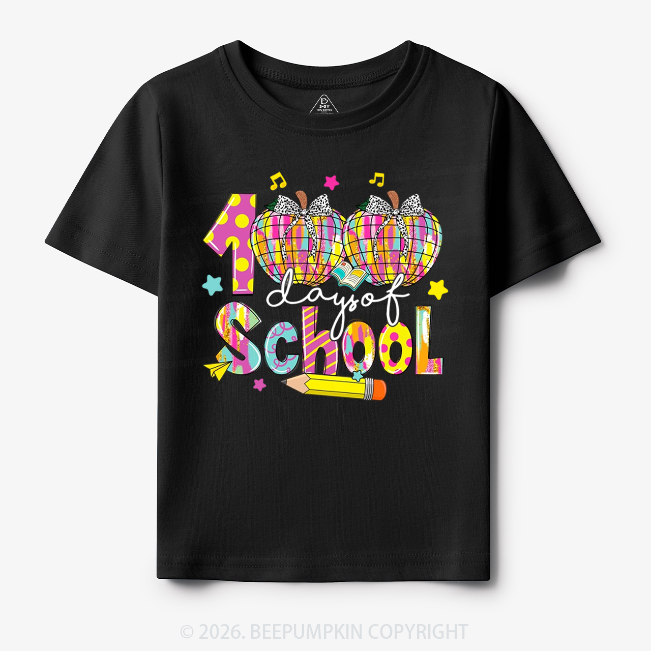 Bow & Plaid 100 Days of School Toddler&Kid's Tees
