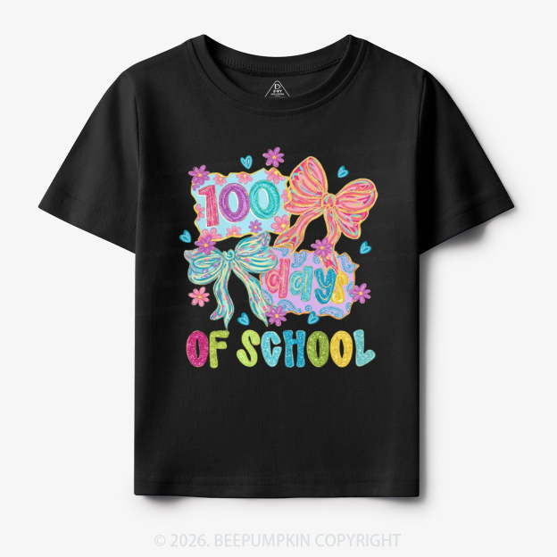 Sparkly Bow 100 Days of School Toddler&Kid's Tees