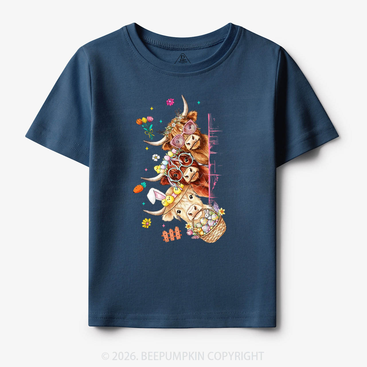 Easter Day Highland Cow&Bunny Toddler&Kid's Tees