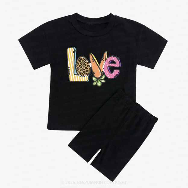Easter Carrot Love Kids Biker Shorts&Tee