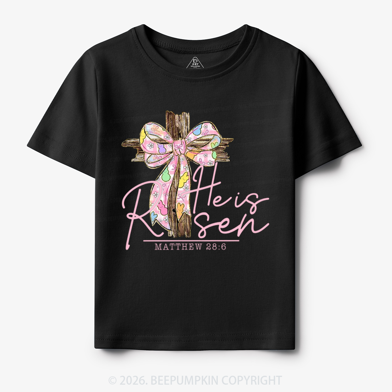 He Is Risen Easter Coquette Bow Toddler&Kid's Tees