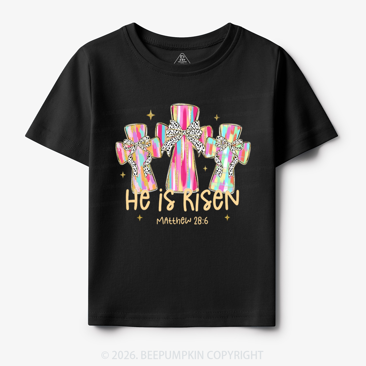 He Is Risen Easter Cross Toddler&Kid's Tees