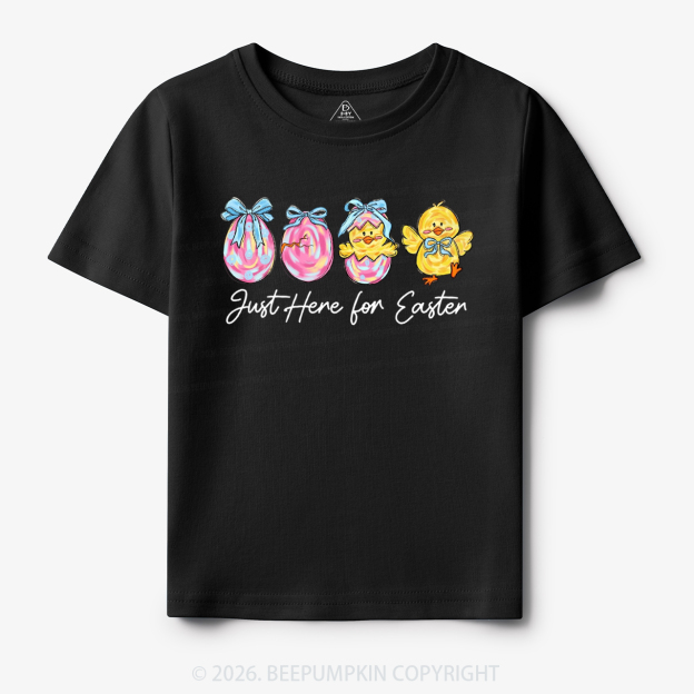 Just Here For Easter Pastel Eggs Coquette Toddler&Kid's Tees