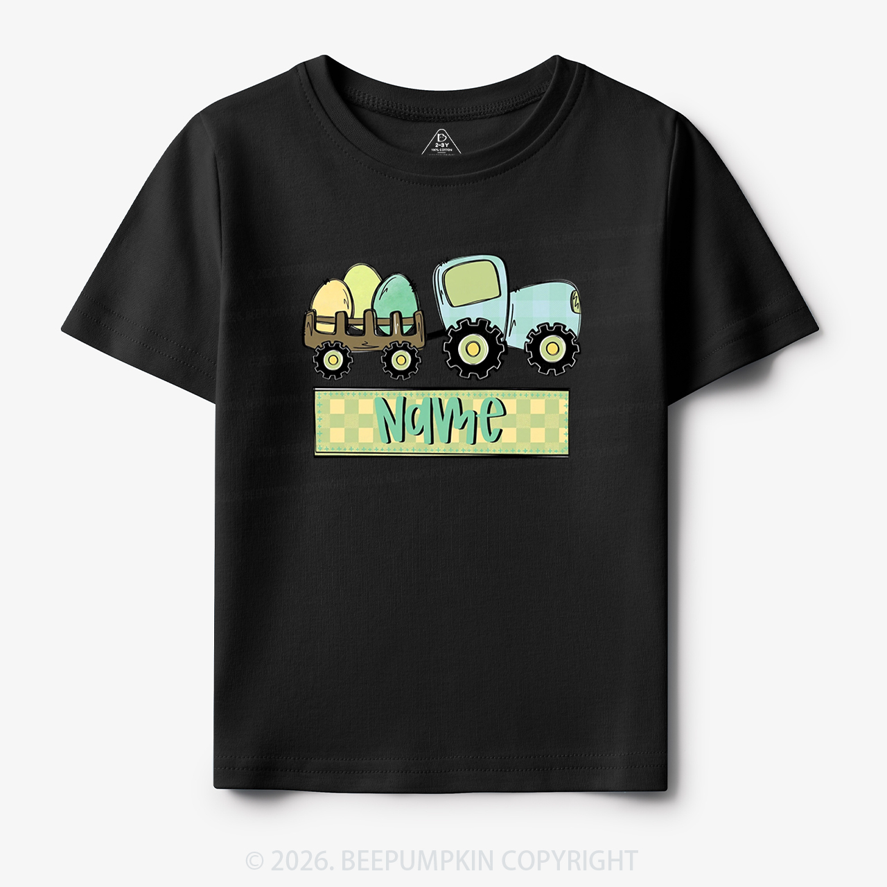 Personalized Name Easter Tractor Toddler&Kid's Tees