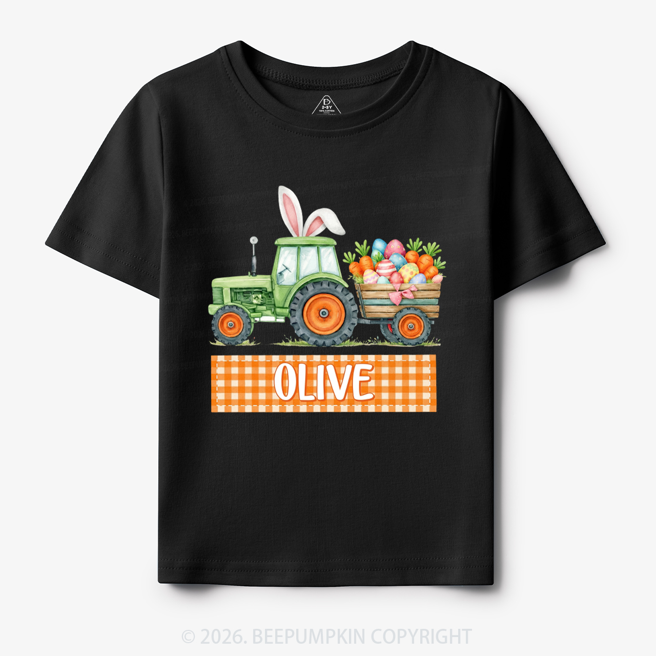 Personalized Name Easter Tractor Farm Toddler&Kid's Tees