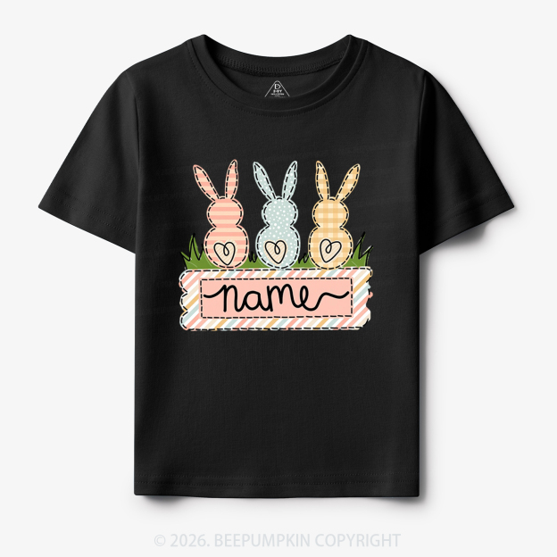Personalized Name Easter Bunny Trio Girl Toddler&Kid's Tees