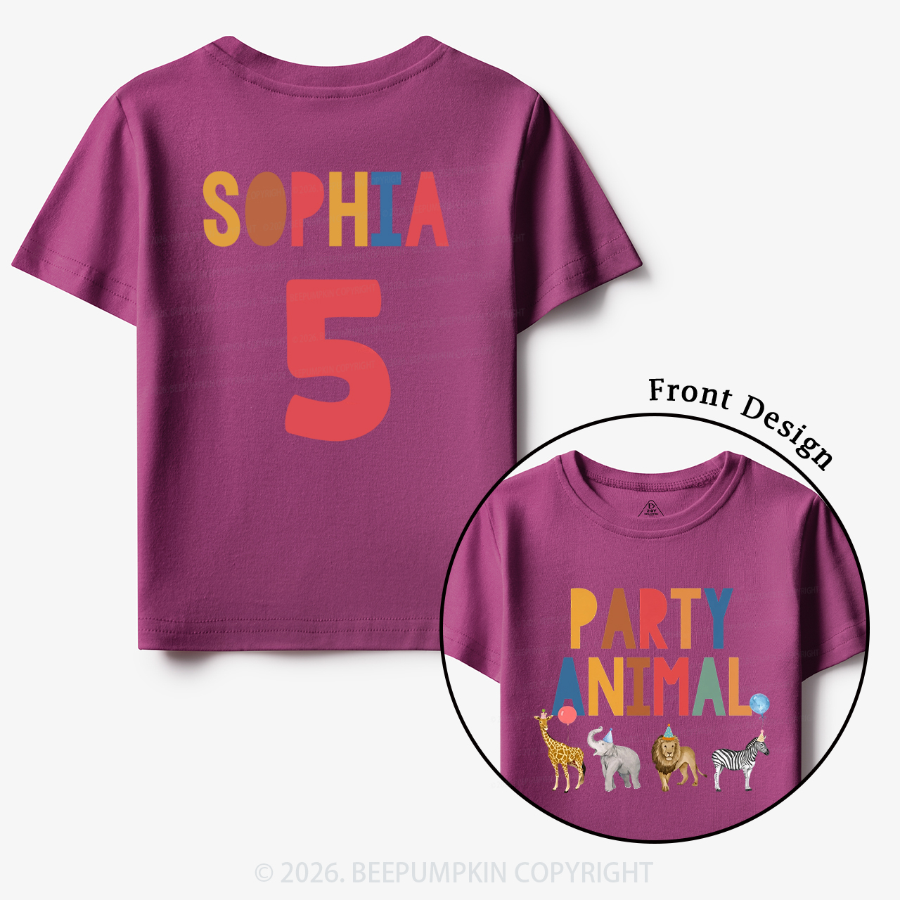 Personalized Party Animal Birthday Toddler&Kid's Tees
