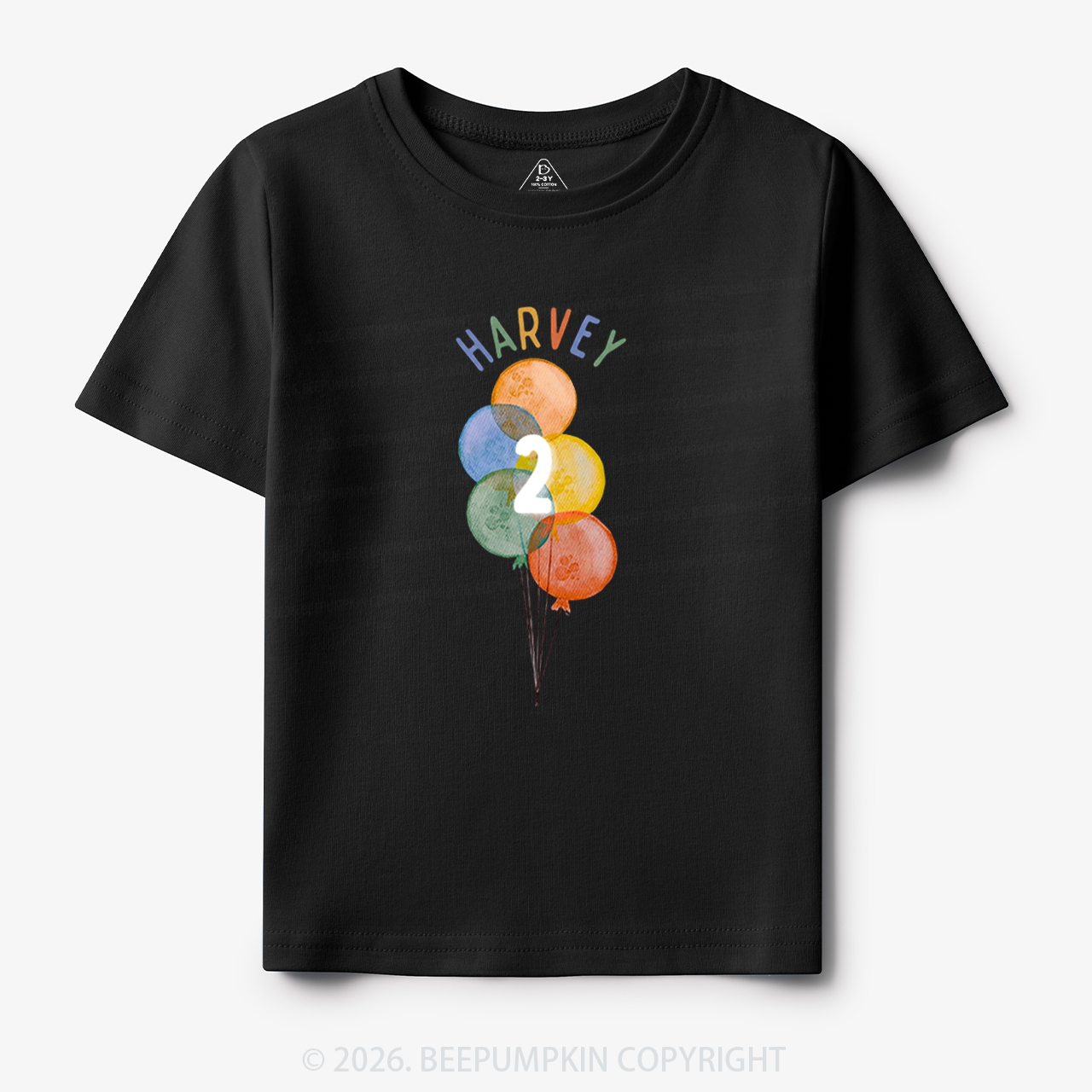 Personalized Rainbow Balloon Birthday Toddler&Kid's Tees