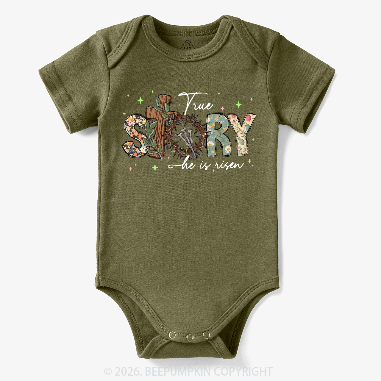 True Story He Is Risen Retro Easter Bodysuit