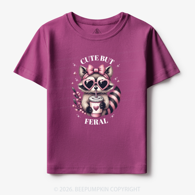 Cute But Feral Funny Raccoon Toddler&Kid's Tees