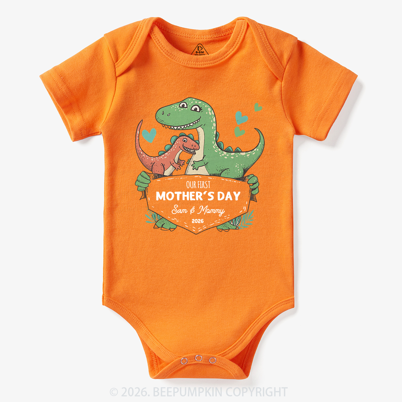 Personalized Our First Mother's Day Cute Dinosaur Bodysuit
