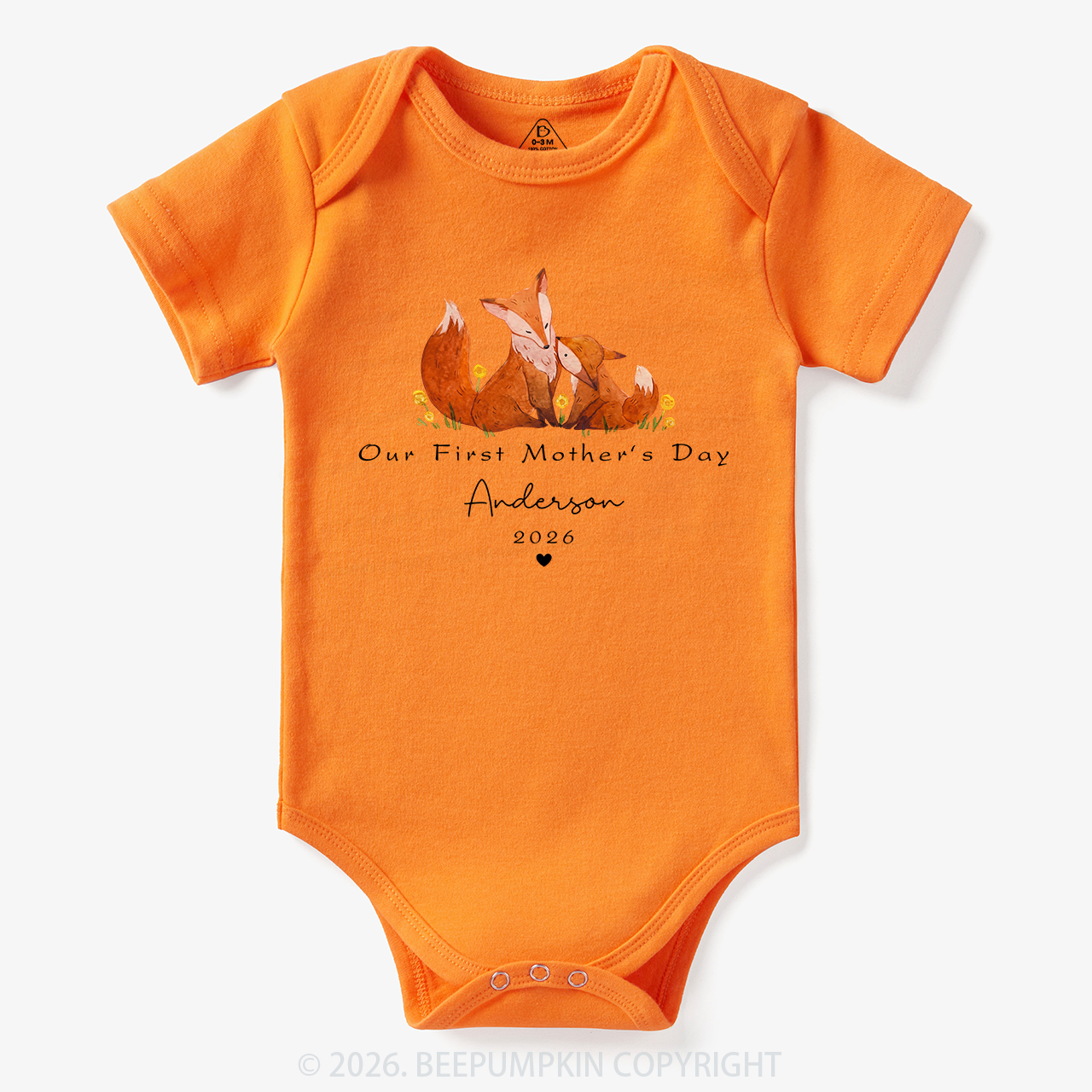 Personalized First Mother's Day Fox Bodysuit