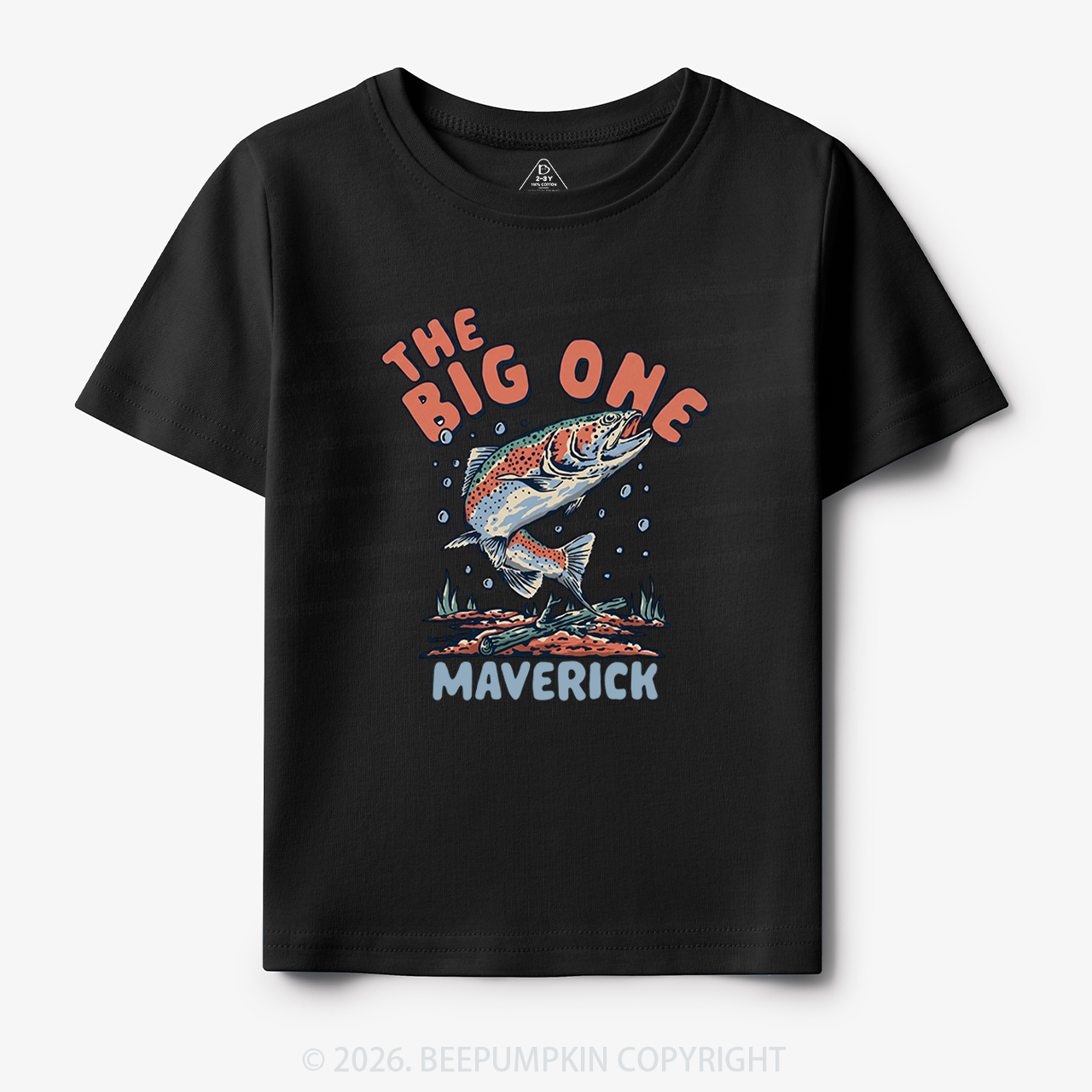 Personalized Retro The Big One Fishing Trout 1st Birthday Toddler&Kid's Tees