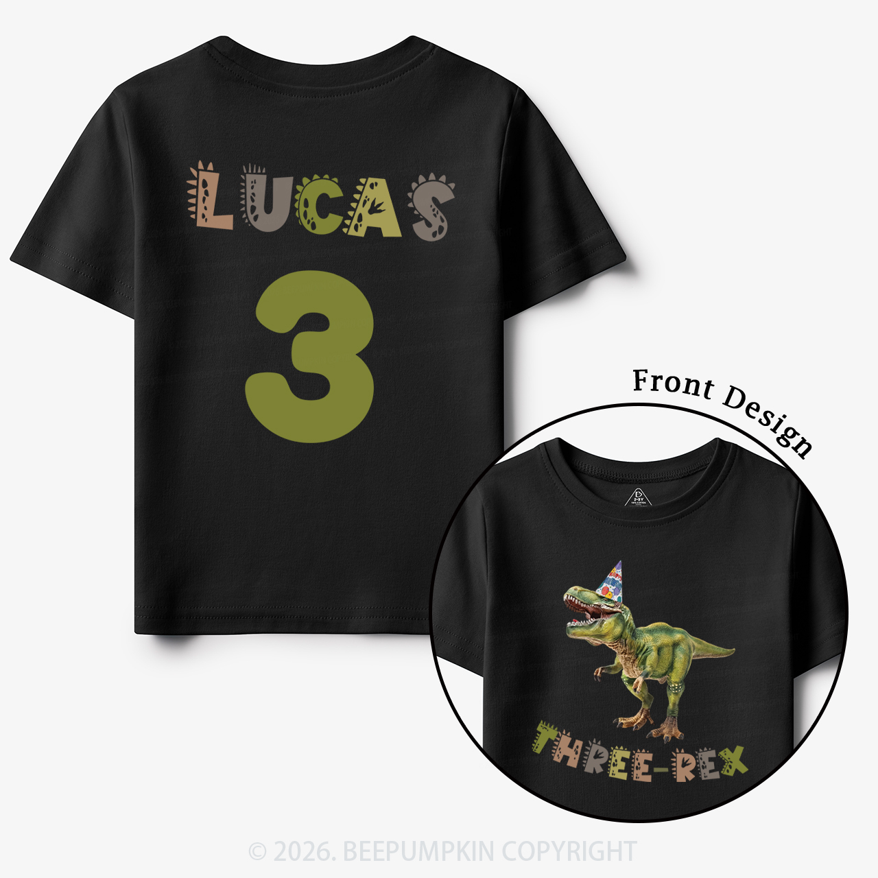 Personalized Dinosaur Birthday Party Toddler&Kid's Tees