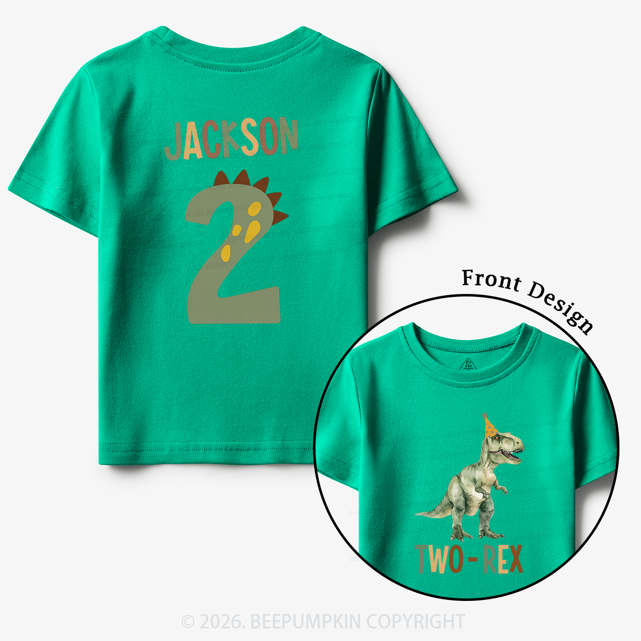 Personalized Dinosaur 2nd Birthday Toddler&Kid's Tees