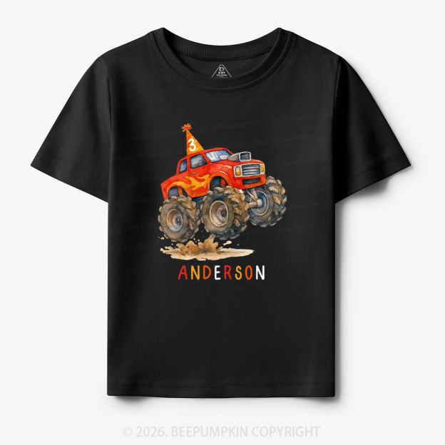 Personalized Monster Truck Birthday Toddler&Kid's Tees