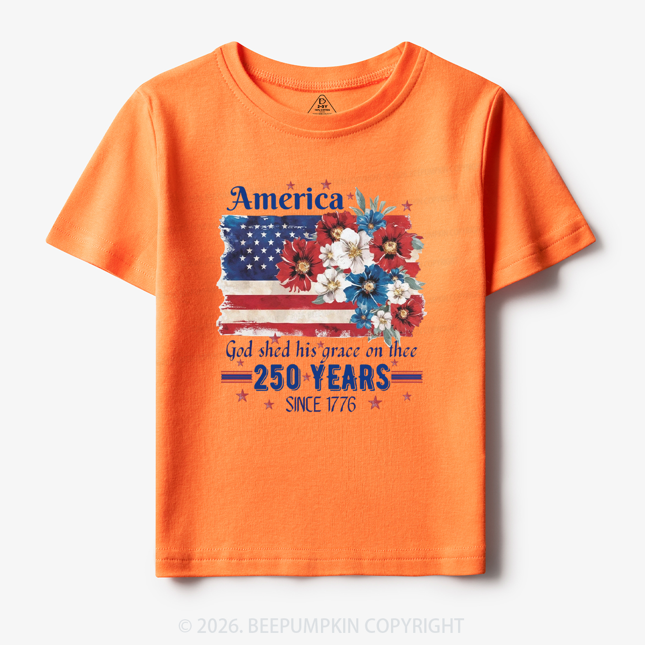 America 250 Years Flag Floral Toddler&Kid's Tees