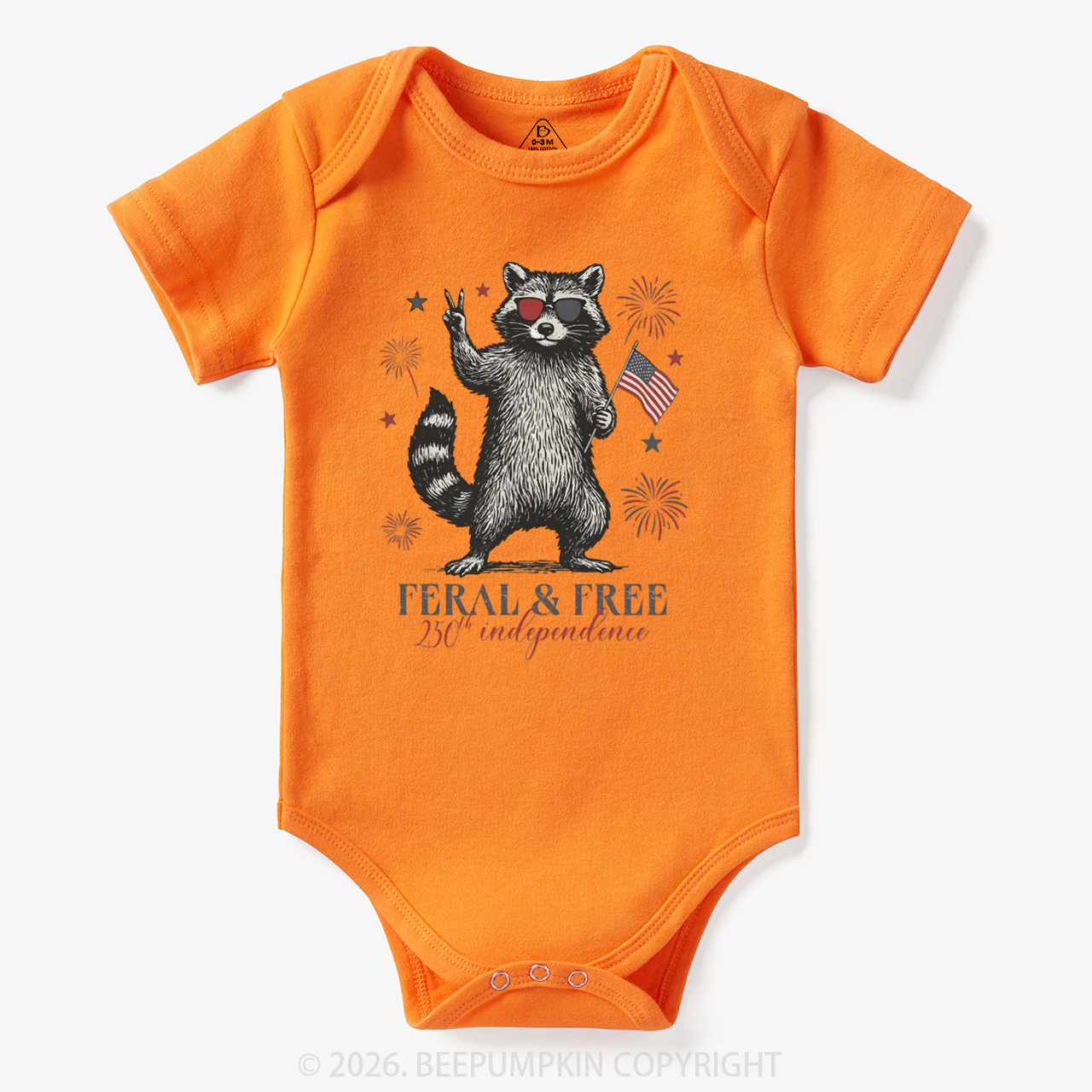 Feral but Free Patriotic Raccoon America 250th Bodysuit