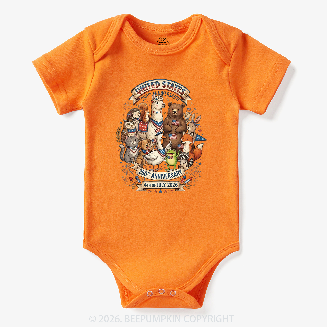 USA 250th Anniversary 4th of July Bodysuit