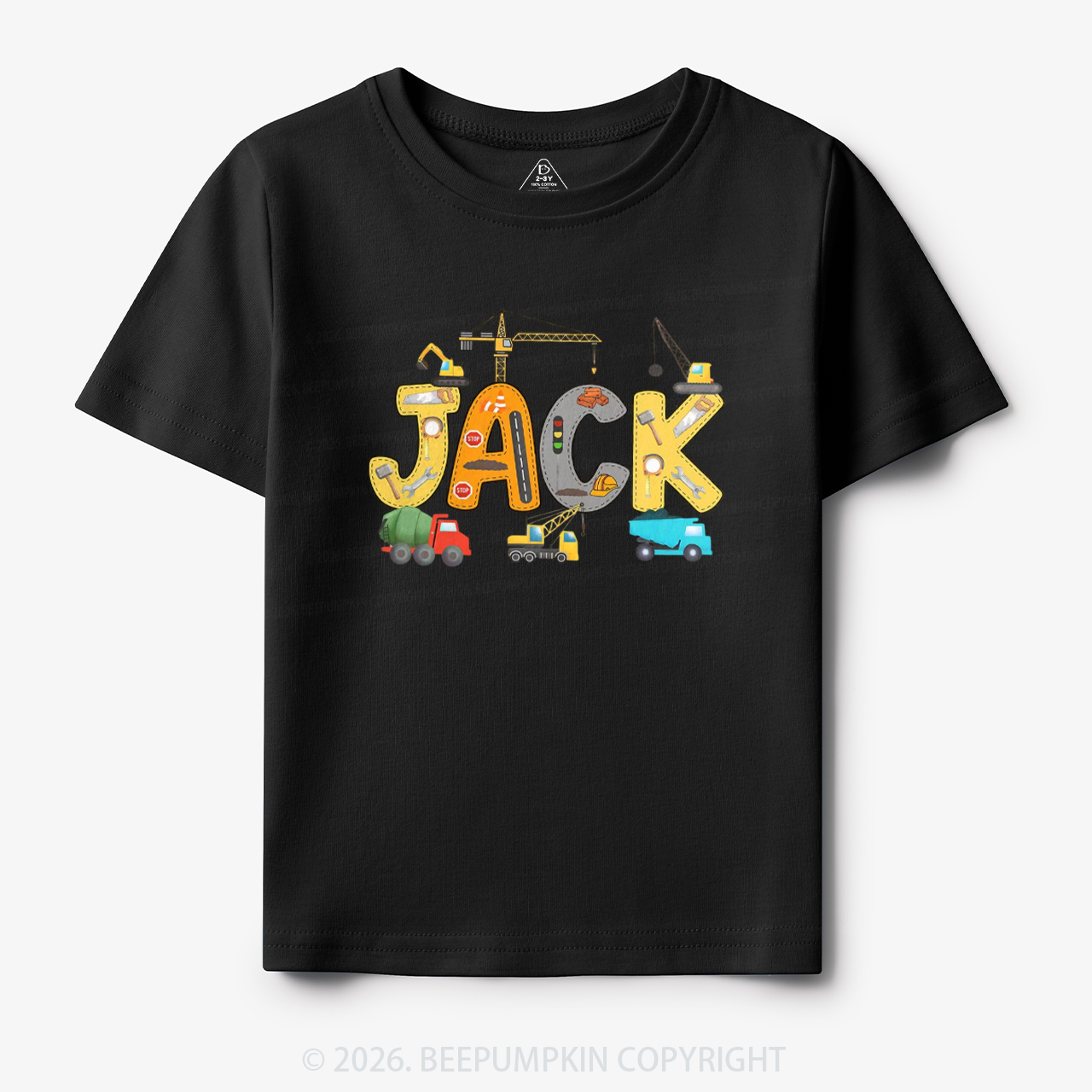 Personalized Name Construction Trucks Toddler&Kid's Tees