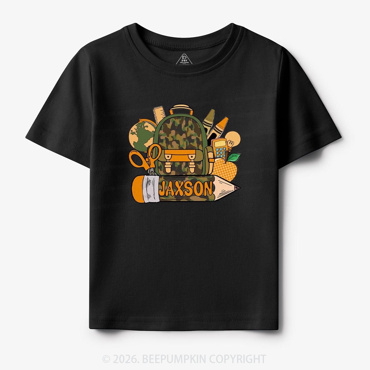 Personalized Camo Backpack Pencil Name Toddler&Kid's Tees