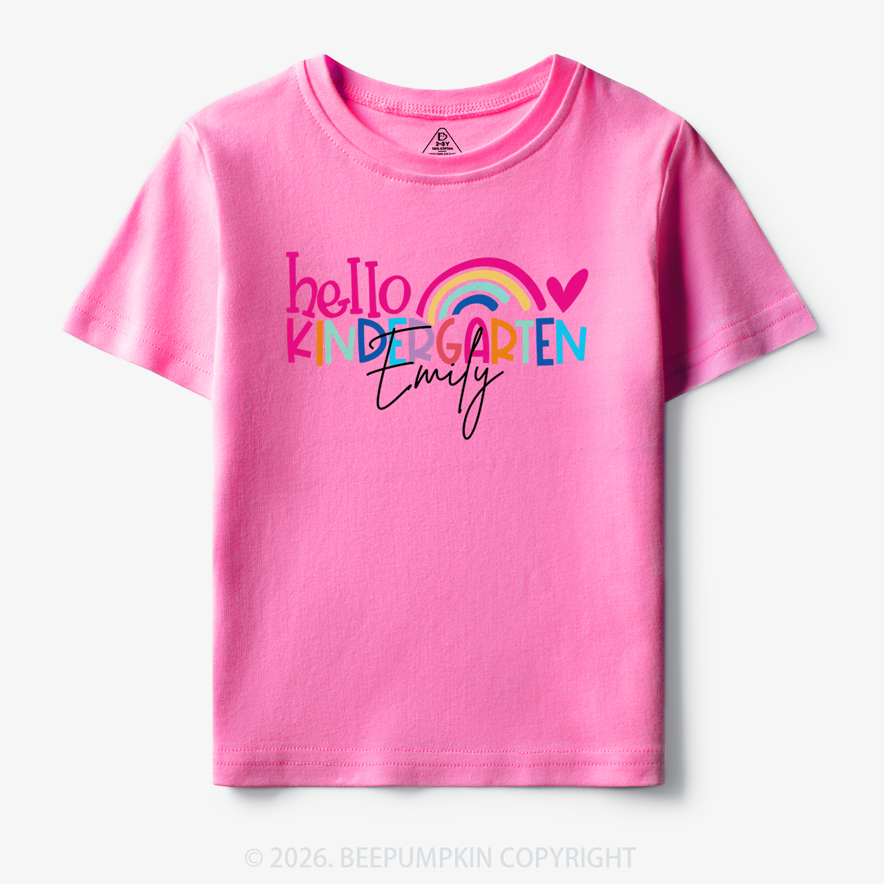 Personalized Name Rainbow Hello Kindergarten Toddler&Kid's Tees