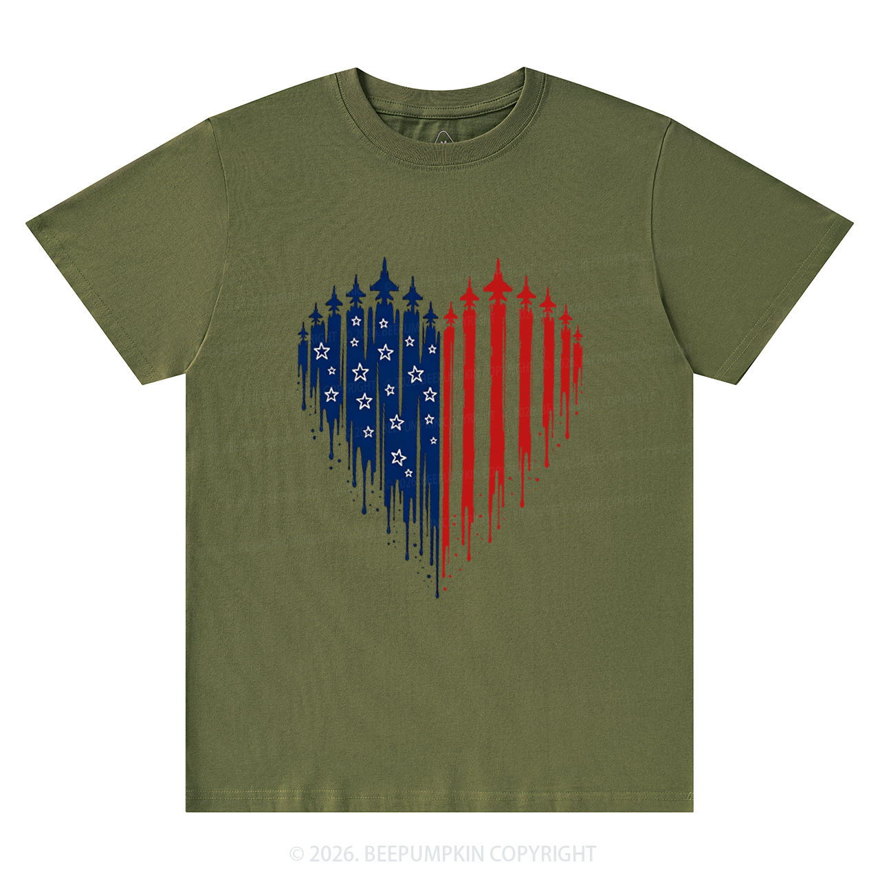 Patriotic 4th Of July American Flag Heart T-Shirts