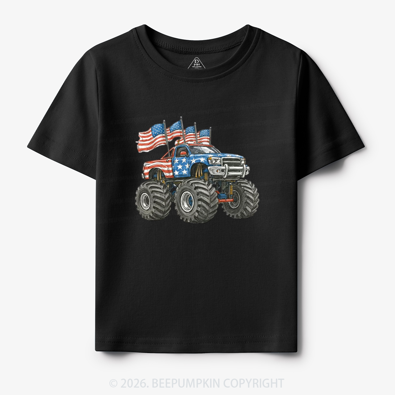 4th Of July Monster Truck American Flag Toddler&Kid's Tees