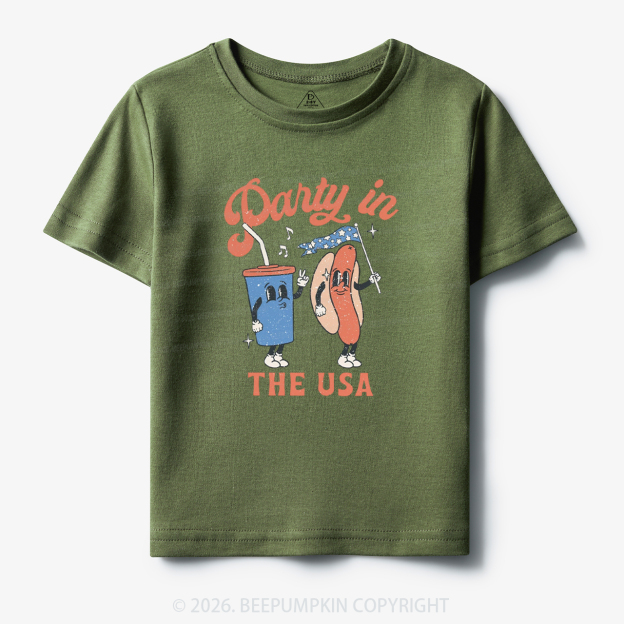 Party In The USA Hot Dog And Drink Toddler&Kid's Tees