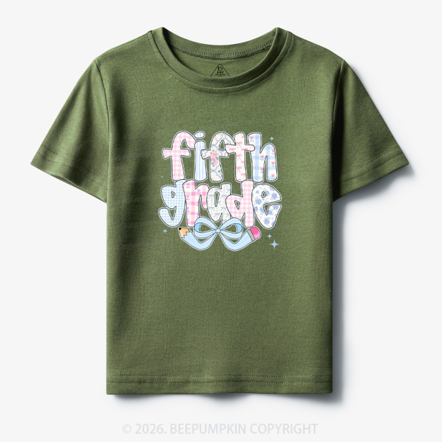 Personalized Preppy Back To School Coquette Pencil Bow Toddler&Kid's Tees