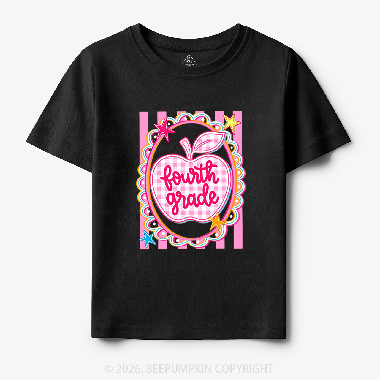 Personalized Apple Pink Gingham Stripes Toddler&Kid's Tees