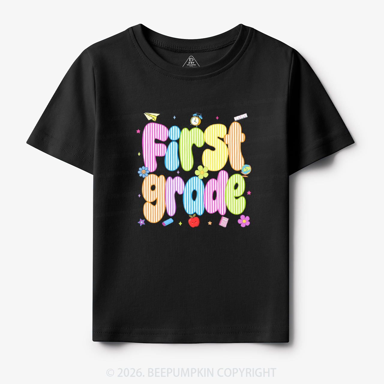 Personalized Preppy Back To School Colorful Stripes Toddler&Kid's Tees