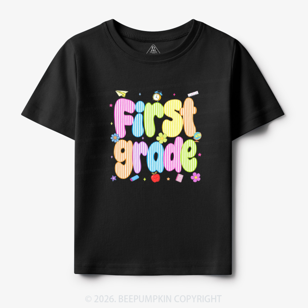 Personalized Preppy Back To School Colorful Stripes Toddler&Kid's Tees