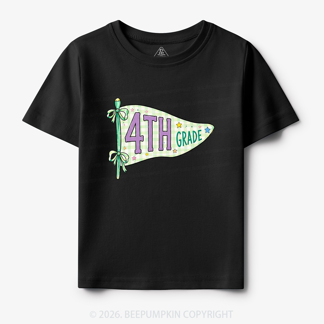 Personalized Back to School Pennant Bow Pastel Toddler&Kid's Tees