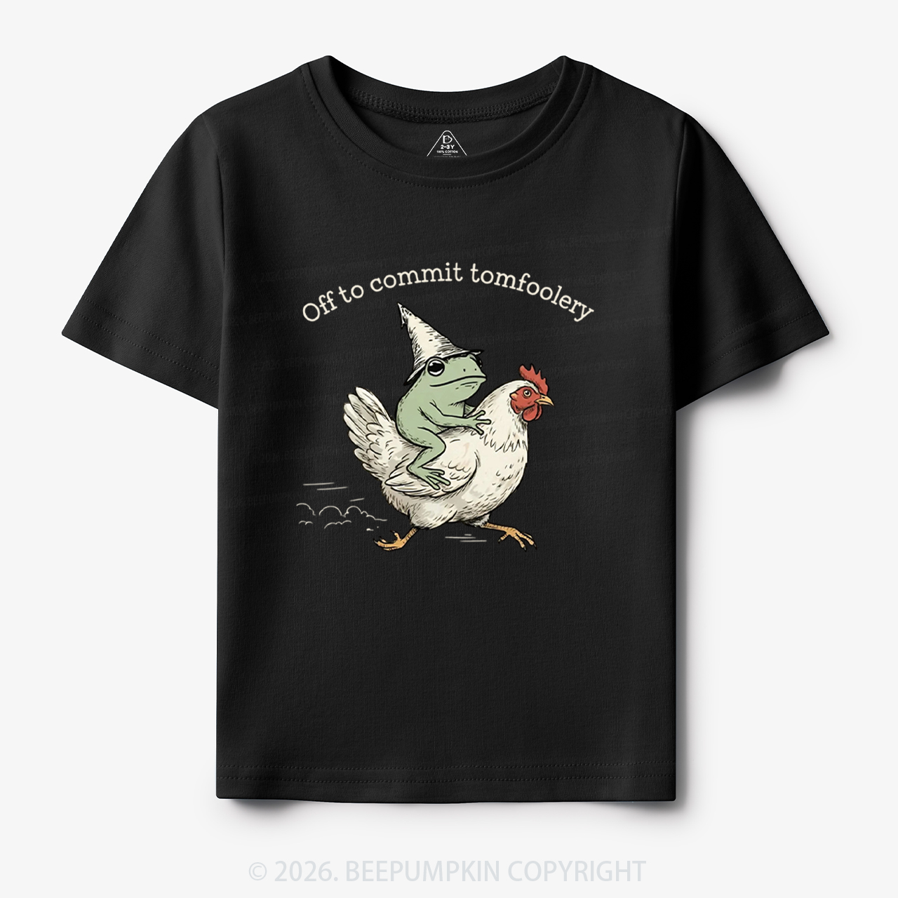 Frog Riding Chicken Off to Commit Tomfoolery Toddler&Kid's Tees