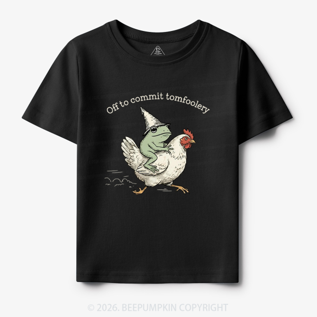 Frog Riding Chicken Off to Commit Tomfoolery Toddler&Kid's Tees