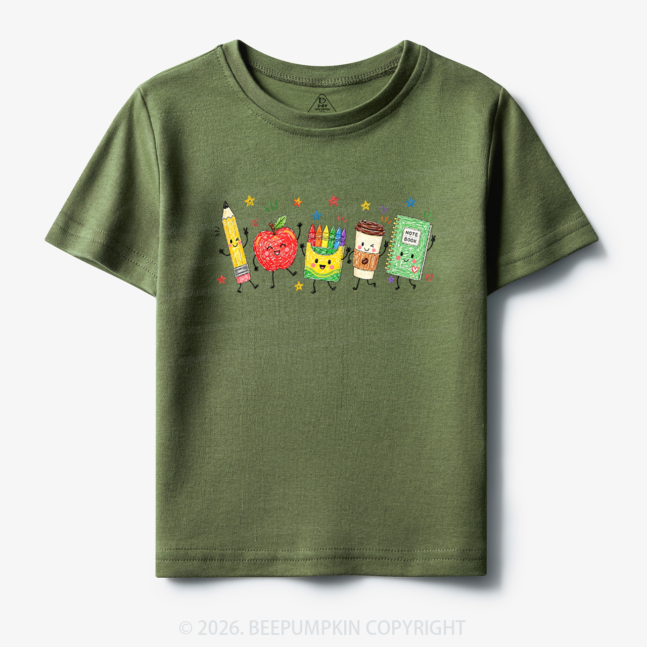 Cute Crayon Apple Pencil Notebook Toddler&Kid's Tees