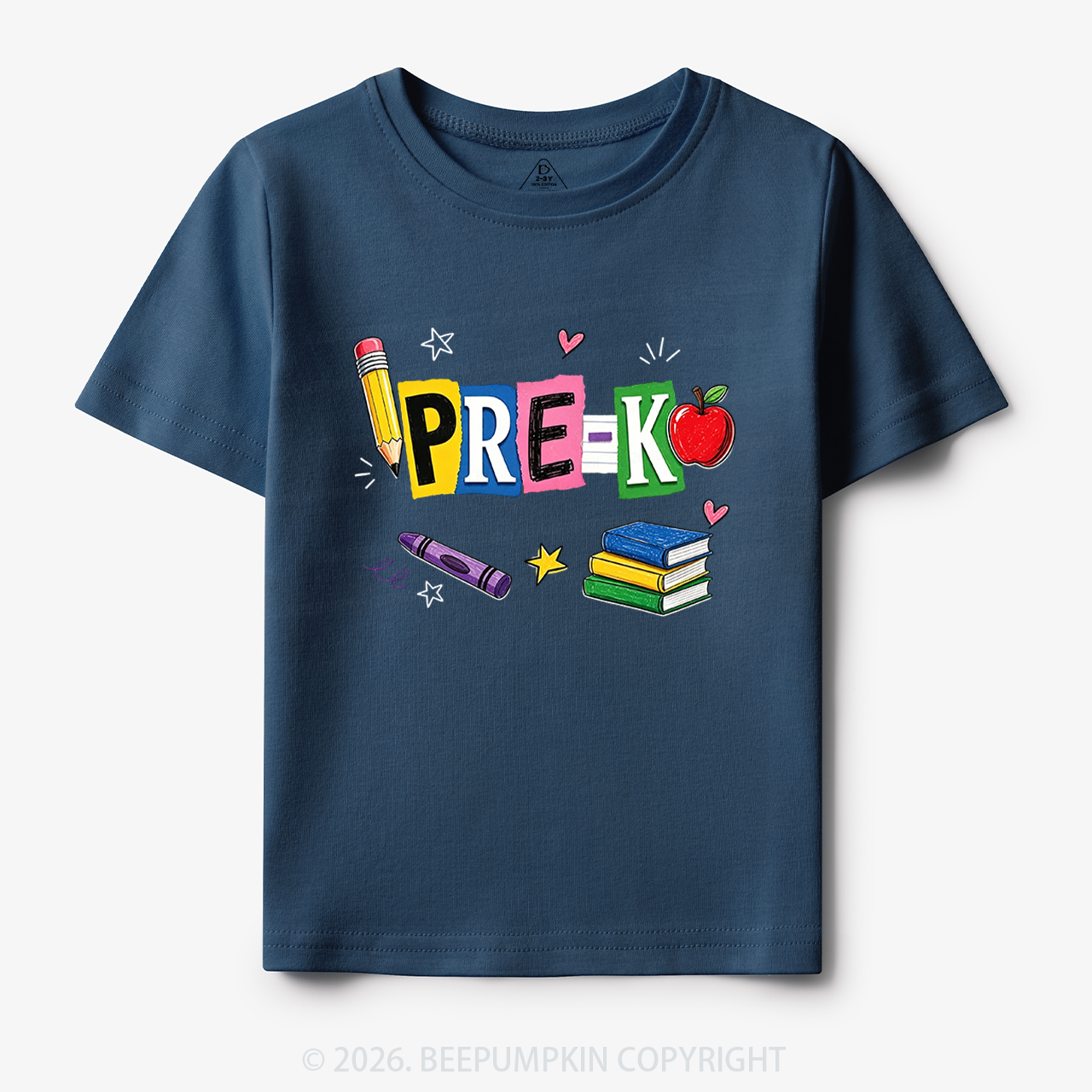 Personalized Colorful Bright School Vibes Doodle Toddler&Kid's Tees