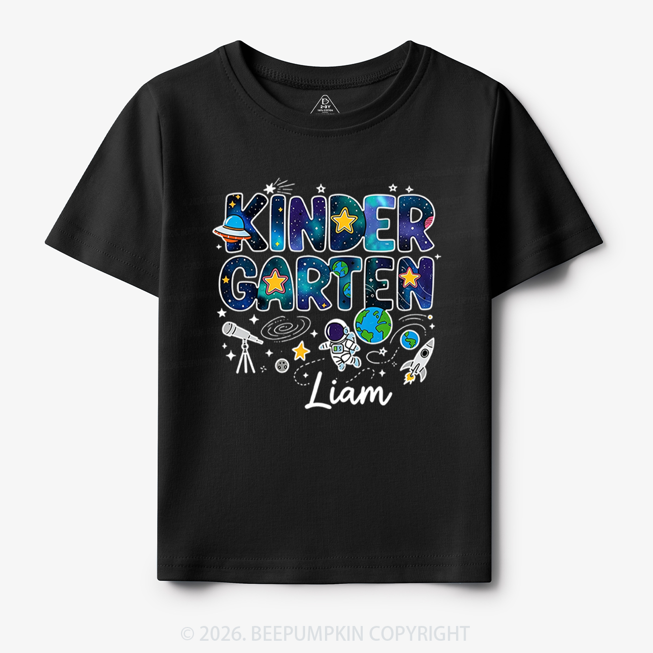 Personalized First Day of Kindergarten Outer Space Toddler&Kid's Tees